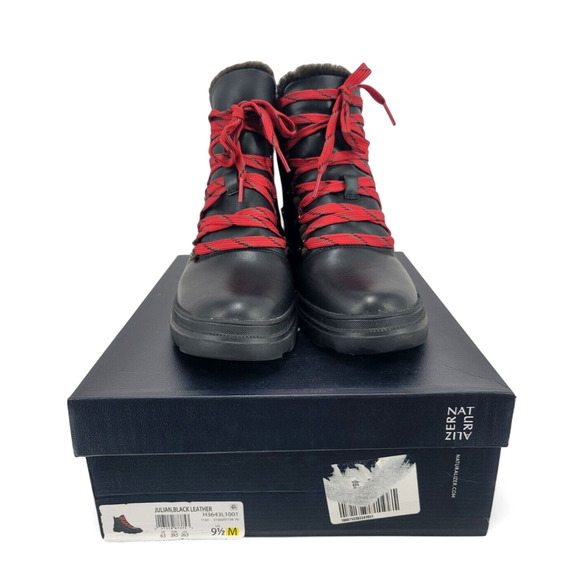 Naturalizer Julian Boots Black Leather Fur Lined Lace Up Women’s 9.5M - Picture 3 of 7